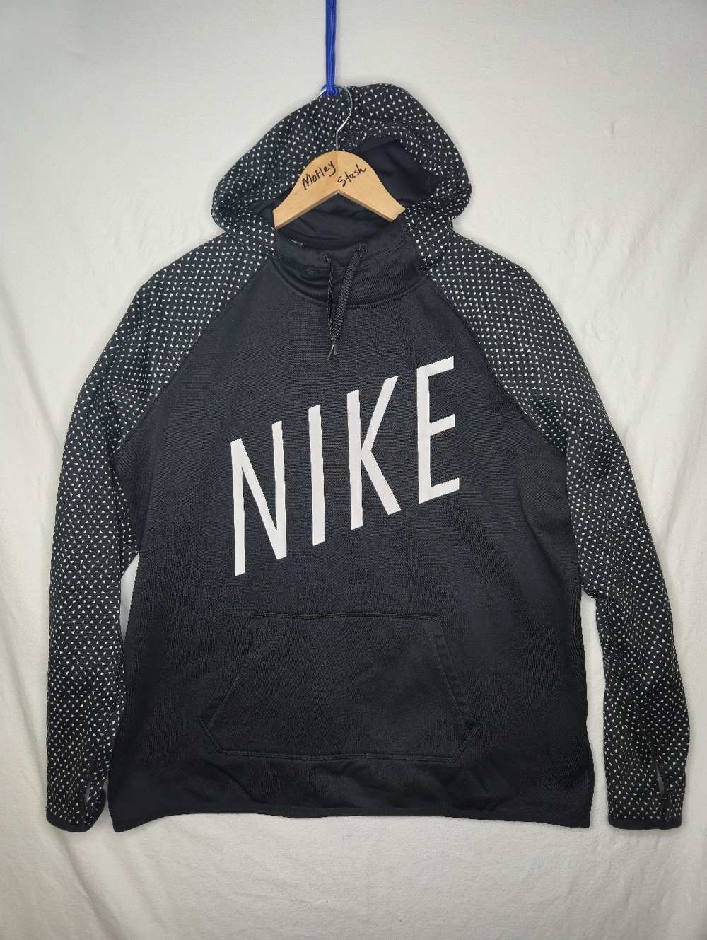 Nike Ladies Black And White Polka Dot Drifit Hoodie Sweatshirt Size XL